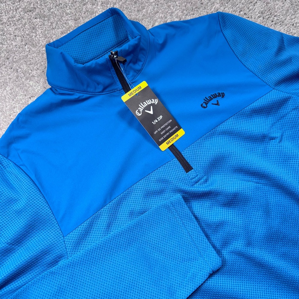 Callaway 1/4 Zip Pullover Mens Blue Sapphire Blue Size Medium NEW